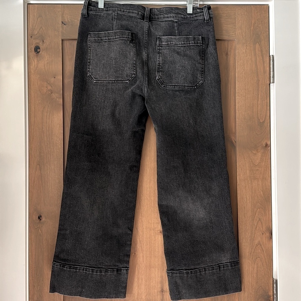 Current/Elliott 'The Wide Leg' ankle jeans Women’s 30 black wash Carpenter pants